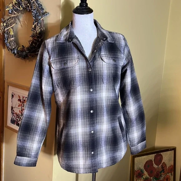 CARHARTT Size Medium 8/10 Plaid SnapFront Flannel Nubby Fleece Line Cotton CHORE - Picture 1 of 16